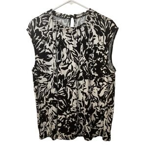 Chase Lands' End Black and White Sleeveless Blouse (L)